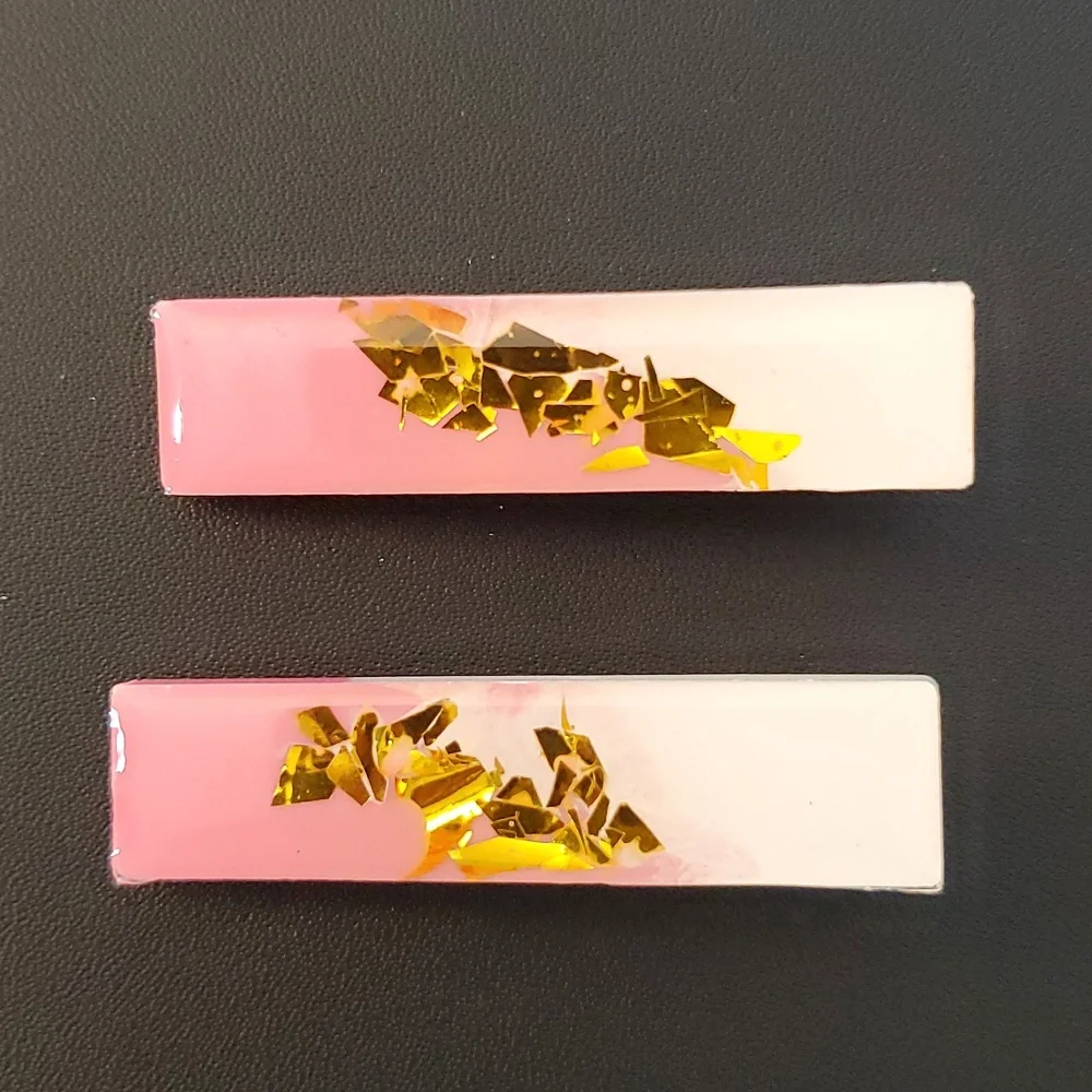 🎁5/$25🎁 Hand-made HandCrafted Glitter Vibes Resin Hair clip Barrettes New